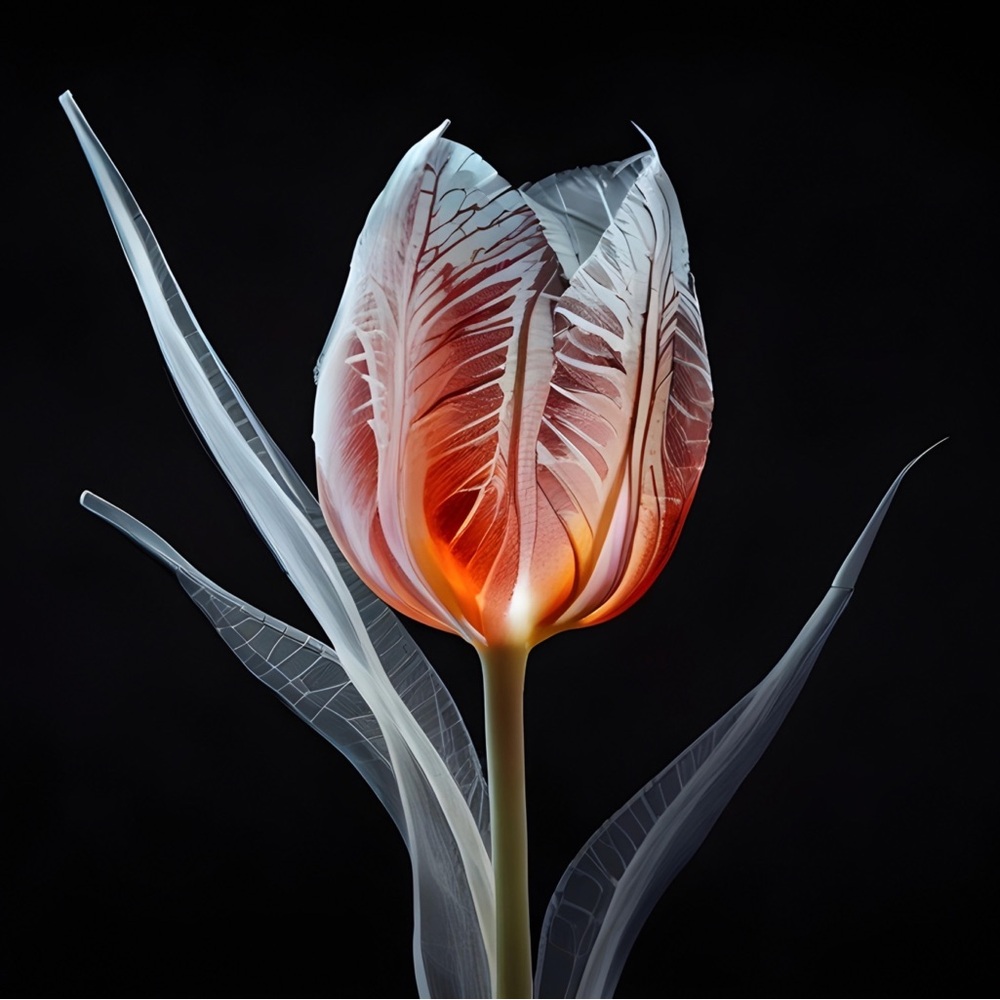 X-ray tulip HD metal art print 4 x 6 inches